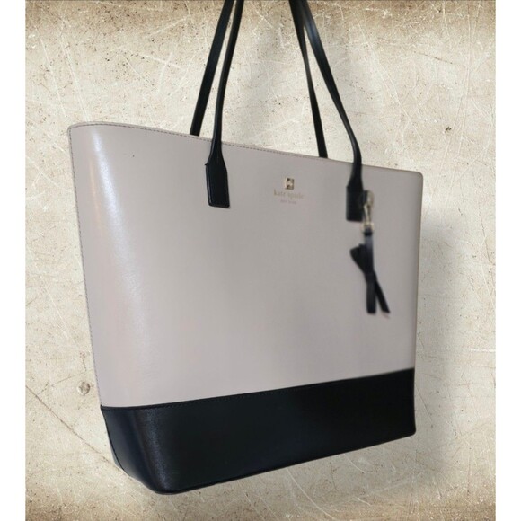 Kate Spade Medium Black and Tan Color Block Tote Shoulder Laptop Handbag - Picture 1 of 7